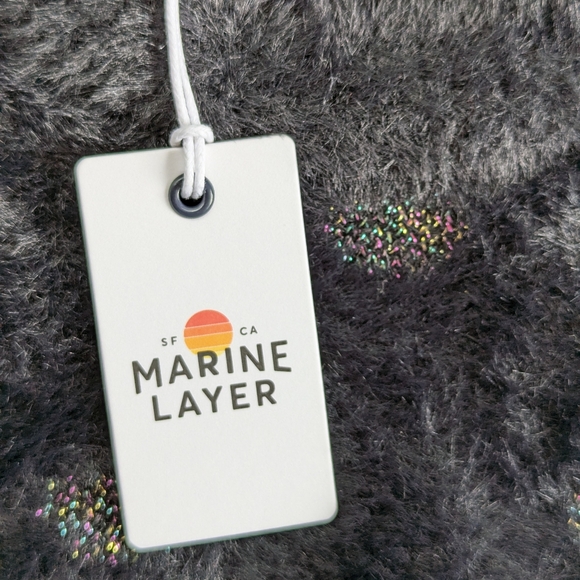 MARINE LAYER Arielle Black Metallic Funfetti Crew Neck Sweater Sz L NWT - Picture 8 of 11